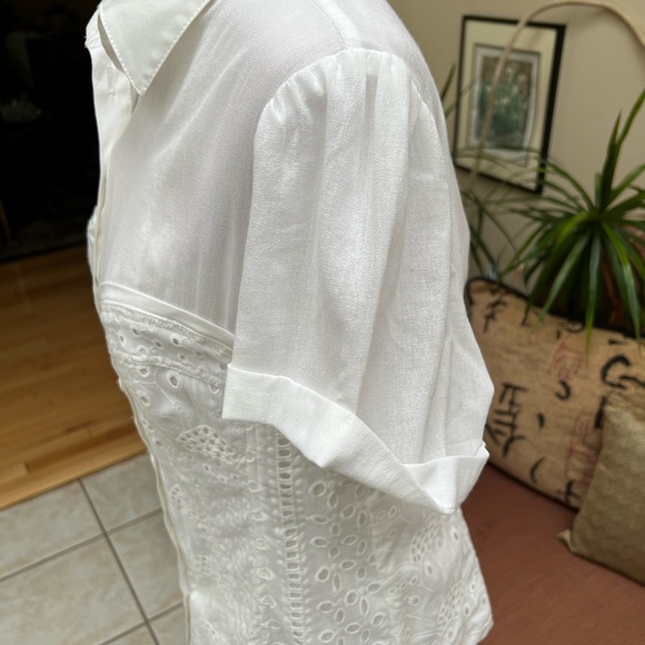 Nanette Lepore White Eyelet Size 10 Blouse - Picture 4 of 6